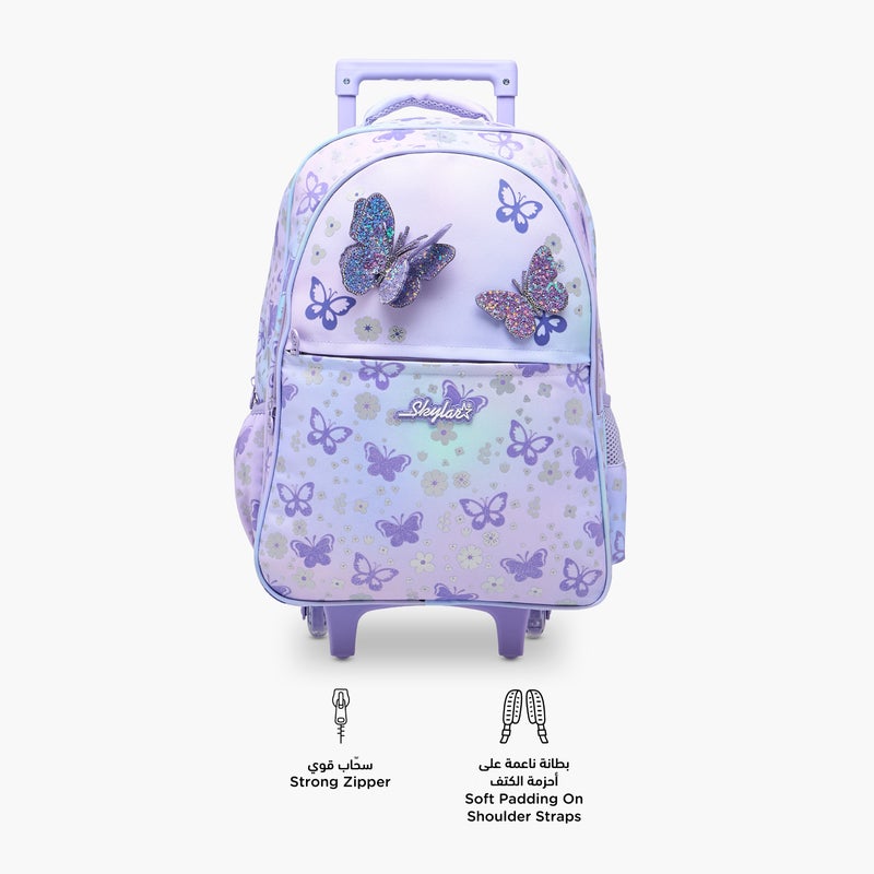 Skylar Trolley Bag-Butterfly-Color Changing Feture And Led Light Wheels-2 Cmprt- (Polyester) Light Purple \ 20.5X12.5X25.5 - Image 4